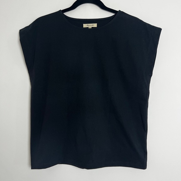 Madewell Shoulder Tee In Black Boxy Drapey Minimalist Versatile Relaxed Top XS - Picture 3 of 11
